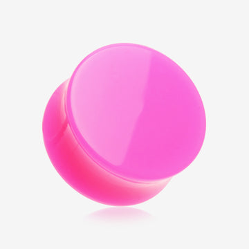 A Pair of Neon Colored UV Acrylic Double Flared Ear Gauge Plug-Pink